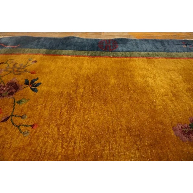 1920s Orange Floral Modern Antique Chinese Art Deco Carpet Oval Small Rug For Sale - Image 10 of 14