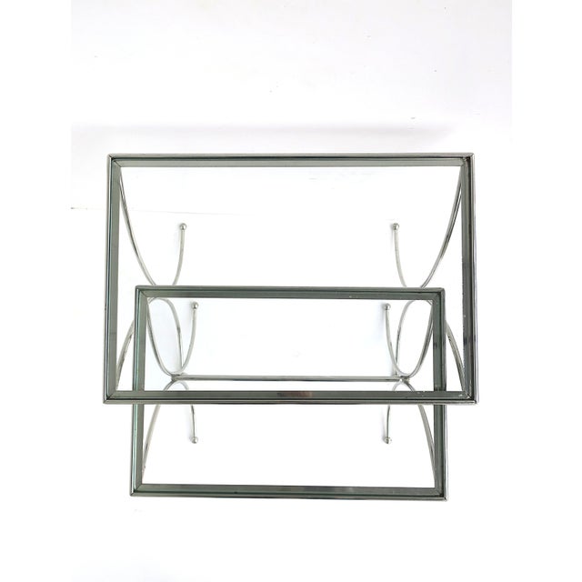 Mid-Century Modern Chrome and Glass Nesting End Side Tables, Midcentury Modern, Mid-20th Century For Sale - Image 3 of 14