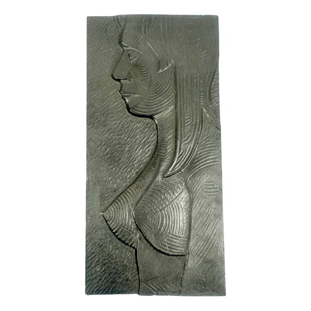 Mid-Century Czech Wall Plaster Sculpture, 1966 For Sale