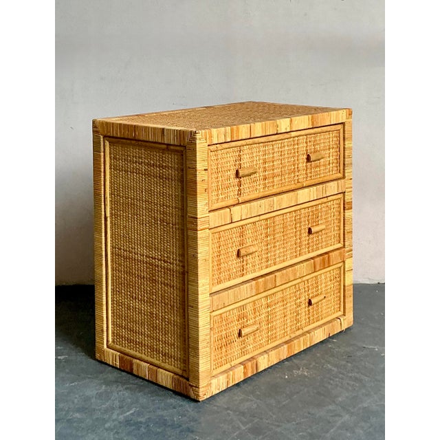 Vintage Boho Wrapped Rattan Chest of Drawers For Sale - Image 4 of 6