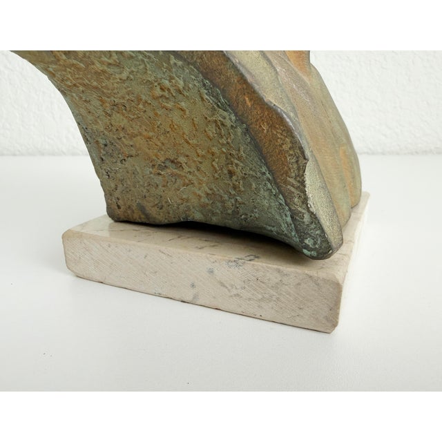 Verdigris 1950s Verdigris Plaster Bust of Apollo on Stone Base For Sale - Image 8 of 12