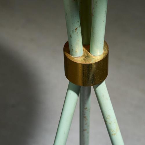 Sage Green Lacquered Floor Lamp with Brass Details from Stilnovo, Italy, 1955 For Sale - Image 6 of 12