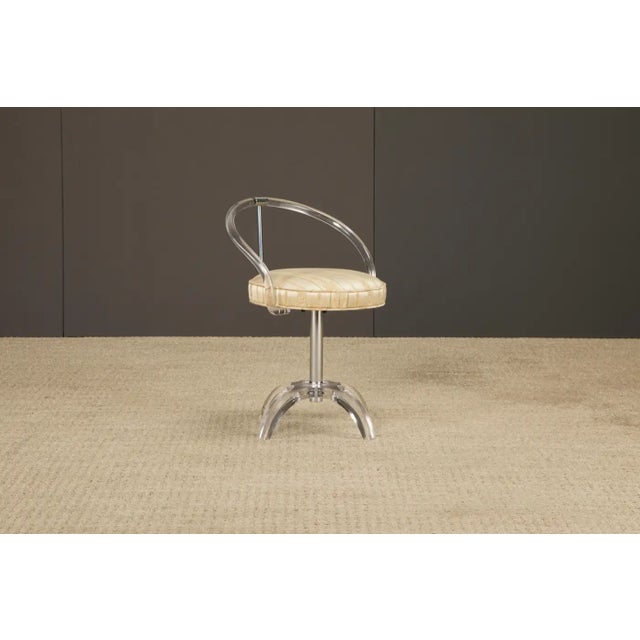 Charles Hollis Jones Charles Hollis Jones Lucite and Chromed Steel Vanity Swivel Stool, C 1970s For Sale - Image 4 of 14