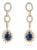 Geometric 1.61ct Blue Sapphire & Diamond Link Drop Earrings in 14k Yellow Gold- A Pair For Sale