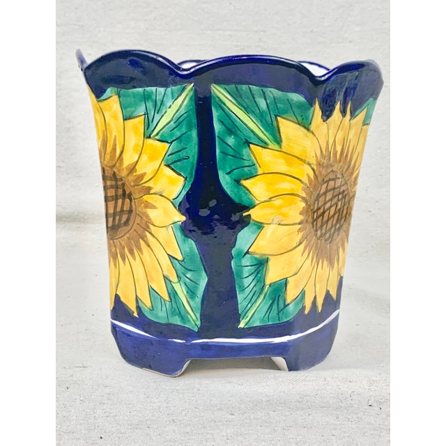 Farmhouse Vintage Mexican Sunflower Planter For Sale - Image 3 of 12