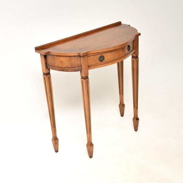 Antique Georgian Burr Walnut Console Table, 1950s For Sale - Image 4 of 10