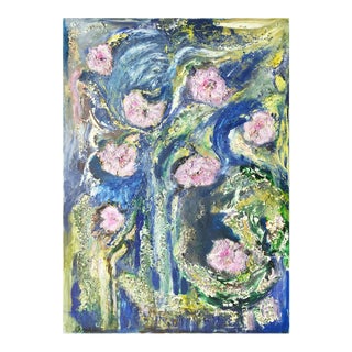 Pink Flowers - Original Oil on Canvas by Laura D'Andrea - 2010s 2010s For Sale