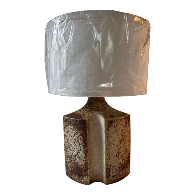 Haico Nietzsche Table Lamp for Søholm, Stoneware, Custom Shade, Denmark, 1960s For Sale