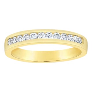 18K Yellow Gold Channel Set Diamond Wedding Band .24cttw, Size 4 For Sale