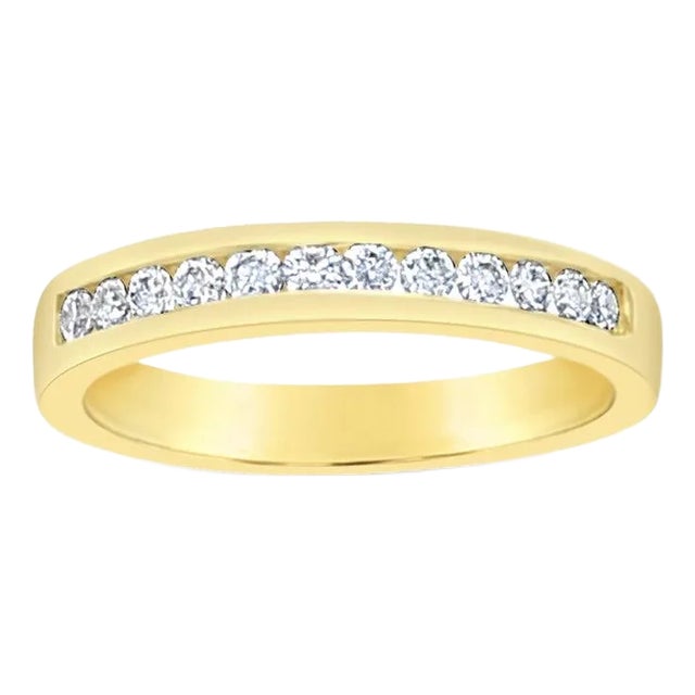 18K Yellow Gold Channel Set Diamond Wedding Band .24cttw, Size 4 For Sale