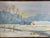 Large Vintage Winter Landscape Oil Painting on Canvas in Ornate Gilt Frame Signed For Sale - Image 4 of 7