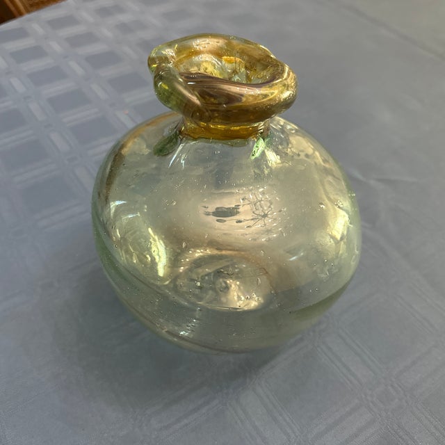 Peter Bramhall Art Glass Hand Blown Orb Vase Signed Bramhall For Sale - Image 11 of 11