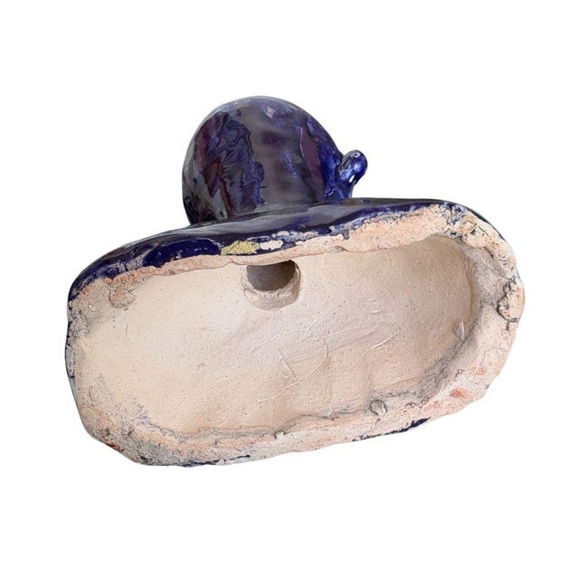 Early 20th Century Early 20th Century Blue Glazed Studio Pottery Bust For Sale - Image 5 of 7