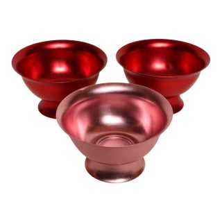 Set of Three Mid-Century Modern Red and Pink Anodized Aluminum Sherbets / Bowls For Sale