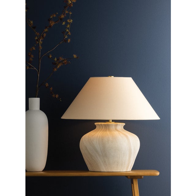 Hudson Valley Lighting Allards 24 in. 1 Light Table Lamp in Aged Brass and Ceramic Watercolor Sand Finish For Sale - Image 11 of 11
