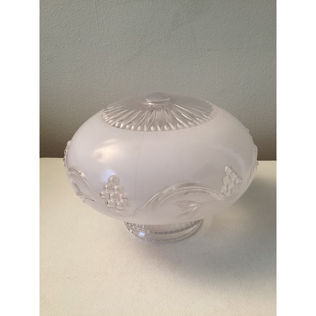 Vintage Frosted and Clear Glass Ceiling Shade For Sale In Richmond - Image 6 of 9