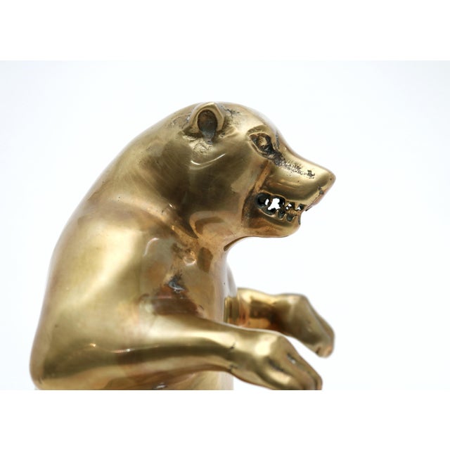 Metal Vintage Standing Brass Bear Figurine For Sale - Image 7 of 9