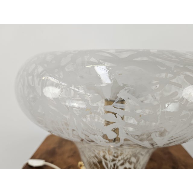 Vintage Table Lamp in Worked Glass and Golden Metal, 1970s For Sale - Image 4 of 18