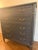 Vintage “By Drexel” Solid Wood Highboy Dresser | Charcoal Blue & Gold For Sale In New York - Image 6 of 8