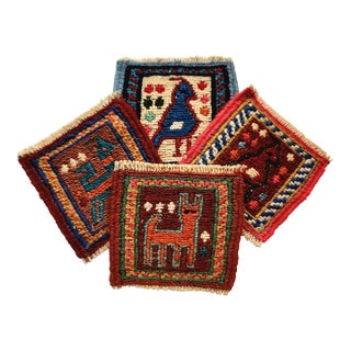 Turkish Hand Woven Kilim Coasters- Set of 4 For Sale