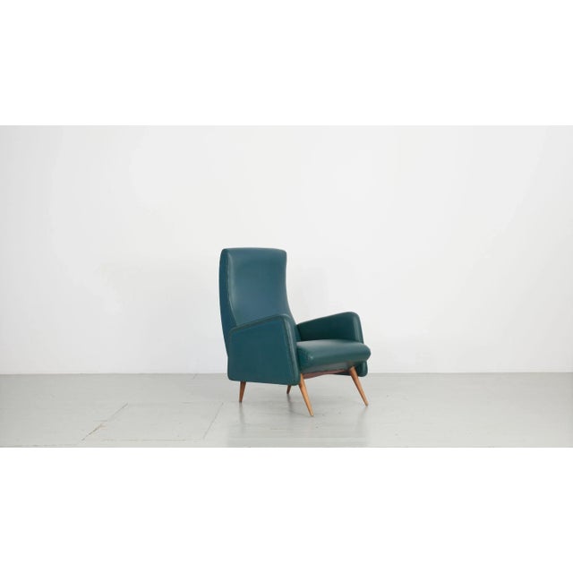 Set of Dark Green Leatherette Armchairs, 1950s For Sale - Image 11 of 18