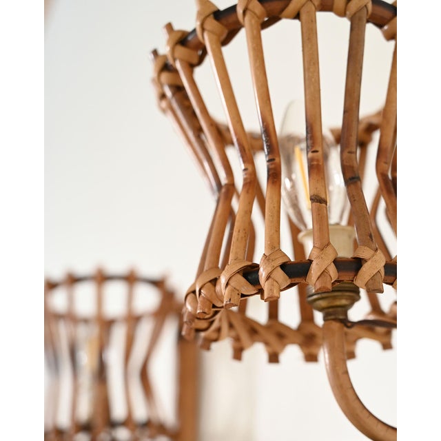 Vintage Bamboo Wall Lights, 1950s, Set of 2 For Sale - Image 6 of 9