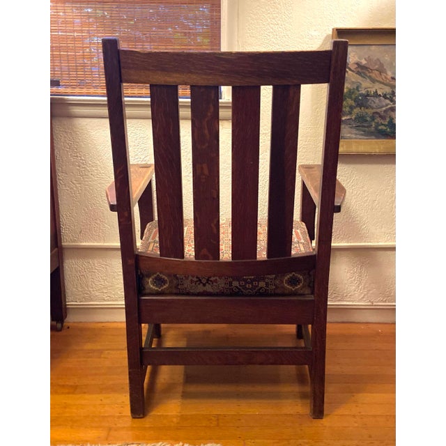 Coffee 1910s Antique Stickley Era Mission Oak Arm Chair For Sale - Image 8 of 8