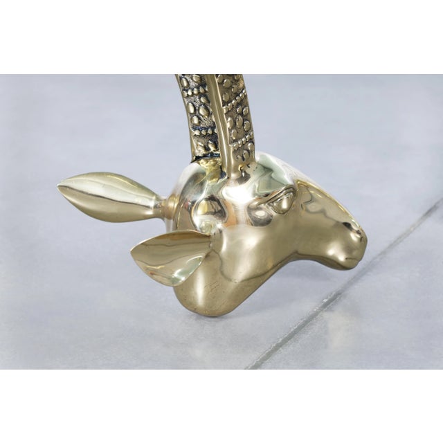 1970s Mid-Century Modern Brass Ibex Ram's Head Coffee Table Styled After Alain Chervet For Sale - Image 5 of 11