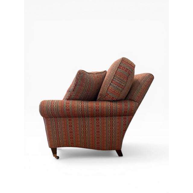 1990s 1990s Hancock & Moore Upholstered Sofa With Casters – Custom Patterned Fabric, 74” For Sale - Image 5 of 9