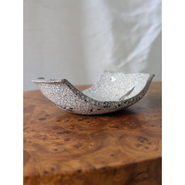 Vintage Japandi Monochrome Raku Ceramic Trinket Dish, 1980s For Sale - Image 4 of 11