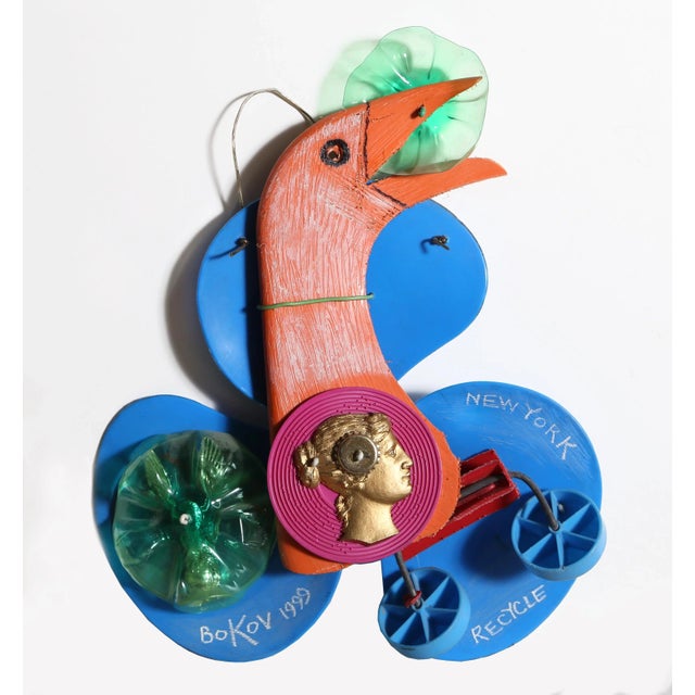 Street Art Konstantin Bokov, Recycle Bird, Found Art Collage, Signed and Dated For Sale - Image 3 of 3