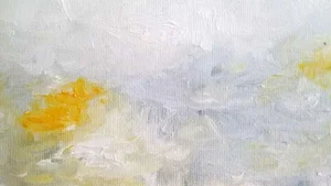 Impressionist Abstract Original Canvas Art Print in Yellow, Grey and White