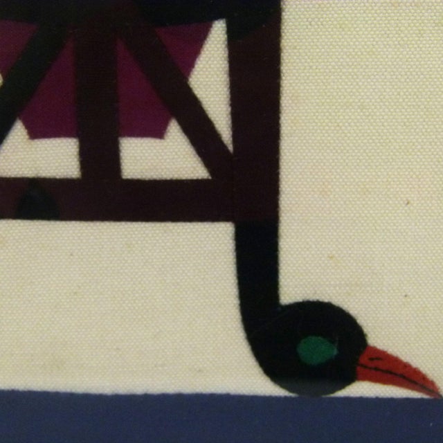 Linen Vintage Hand Made Egyptian Revival Cotton Lotus Appliqué on Linen, Framed For Sale - Image 8 of 12