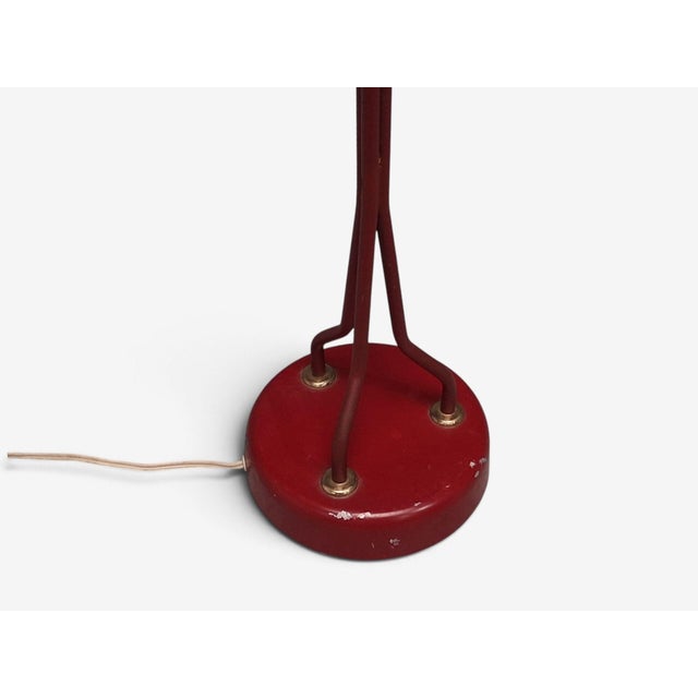 Eskilstuna Elektrofabrik, Floor Lamp, Red Lacquered Metal, Brass, Sweden, 1960s For Sale - Image 11 of 13