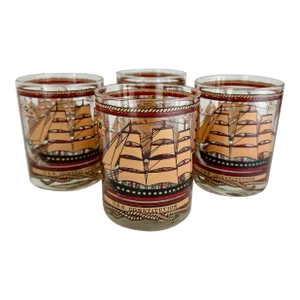 Vintage Nautical Constitution Rocks Glasses - Set of 4