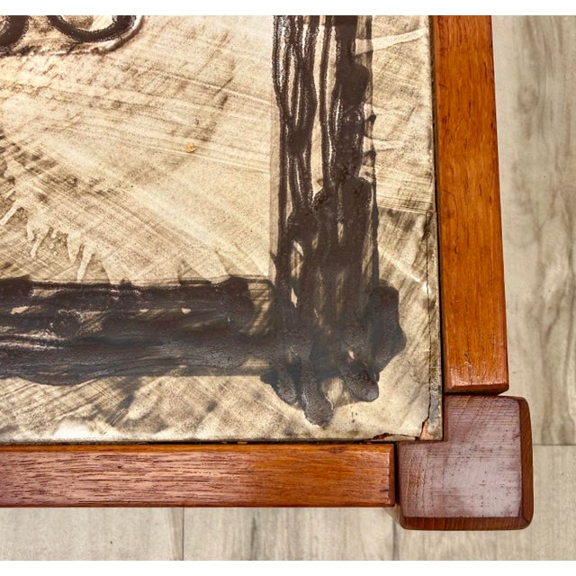 Brown 1960s Danish Modern Teak & Abstract Ceramic Tile Coffee Table Made in Denmark For Sale - Image 8 of 15