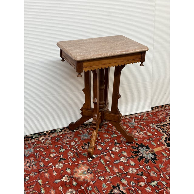 Victorian Eastlake Walnut Wood Parlor Table For Sale - Image 4 of 13