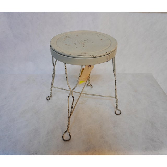 1950s Antique Metal Twisted Ice Cream Parlor Stool For Sale - Image 5 of 11
