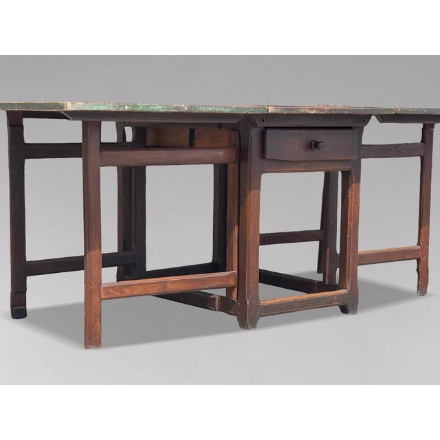 19th Century Swedish Green Painted Drop-Leaf Dining Table, 1820 For Sale - Image 6 of 15