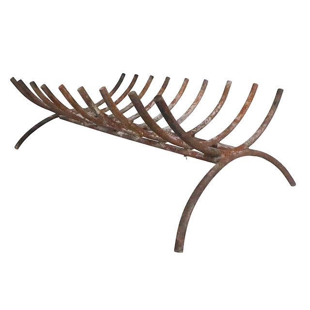Mid 20th Century Wrought Iron Fireplace Grate Log Basket For Sale In New York - Image 6 of 7