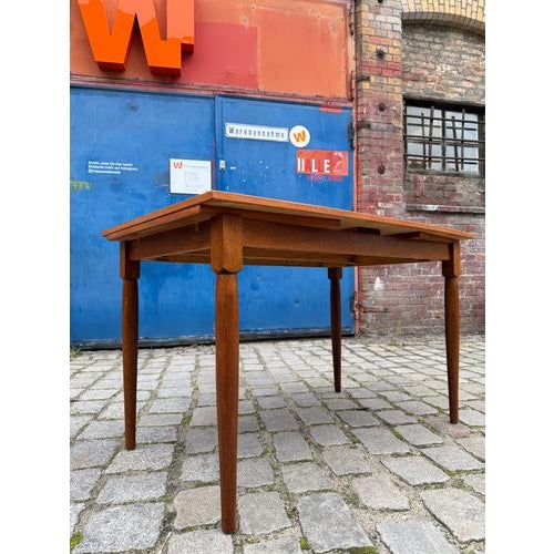 Extendable Teak Dining Table with Oak Legs For Sale - Image 9 of 11