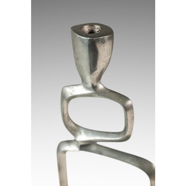 Mid-Century Modern Brutalist Candlestick Holder in Solid Aluminum Attributed to Matthew Hilton, United Kingdom, C. 1980s For Sale - Image 13 of 13