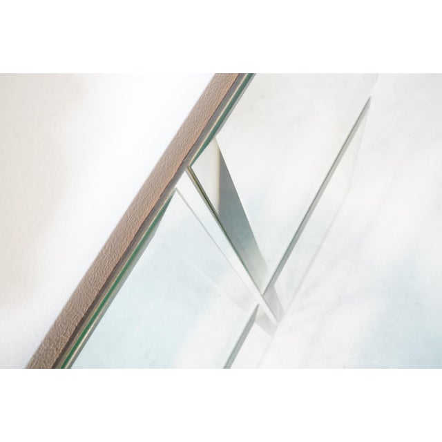 Rare minimalist art mirror by Belgian glass artist Michel Martens, featuring a modern and timeless design that shows his...