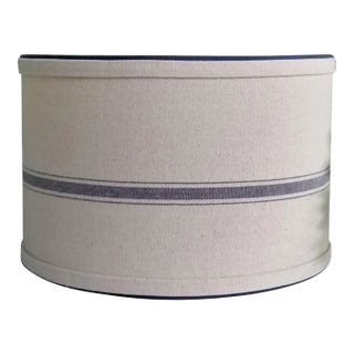 Contemporary Grain Sack Lampshade Blue Stripe For Sale