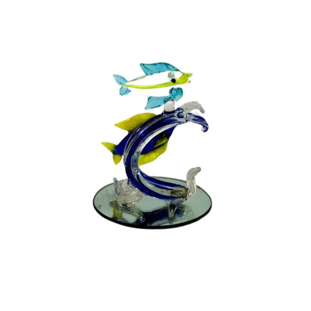 Transparent Vintage Italian Murano Glass Fish Figures-a Set of Seven For Sale - Image 8 of 10