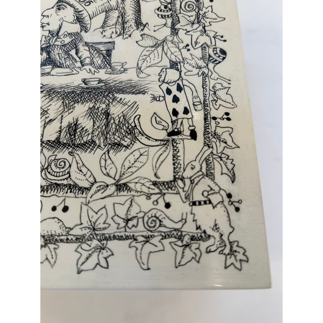 One of a Kind Hand Painted Alice in Wonderland Themed Decorative Box For Sale - Image 9 of 11