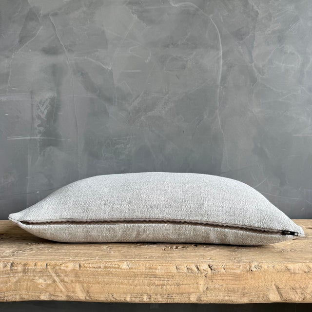 Otis Belgian Linen Lumbar in Greige 15 X 25 With Down Insert For Sale In Los Angeles - Image 6 of 6