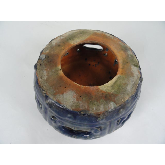 Late 19th Century 19th Century Blue Ceramic Glaze Garden Seat For Sale - Image 5 of 6