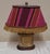 Vintage Table Lamp with Silver-Plated Oval Metal Base and Fabric Shade, 1950s For Sale - Image 4 of 12