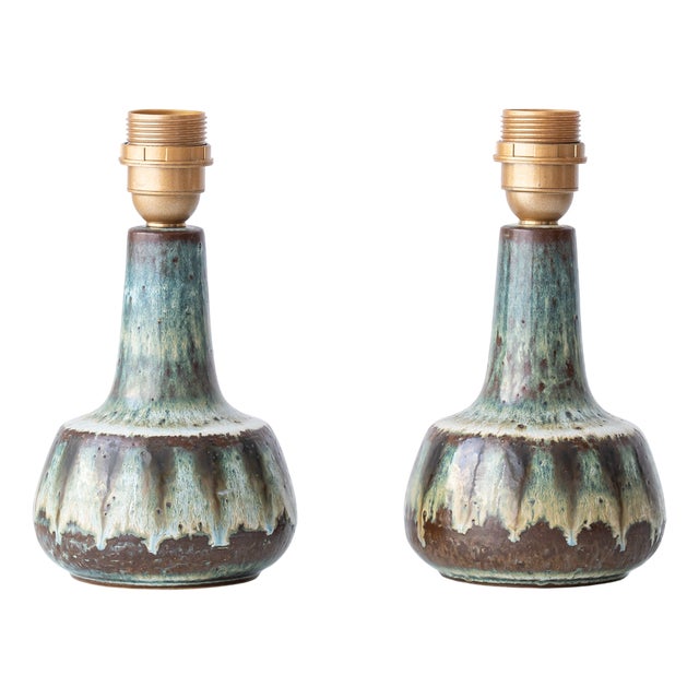 Table Lamps in Organic Modern Glazed Stoneware from Søholm, 1960s, Set of 2 For Sale